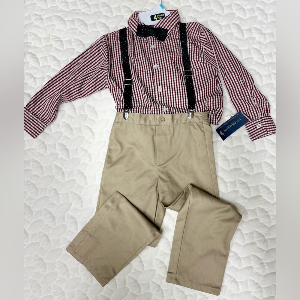 Kids Checkered Shirt and Khaki Pants Set